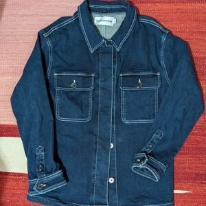 ASOS Tomorrow Denim Workwear Chore Dark Wash Indigo Blue Jean Jacket